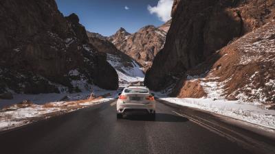 Car road rocks 4k wallpaper