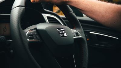 Car steering wheel hand 4k wallpaper