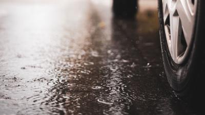 Car wheel puddle 4k wallpaper