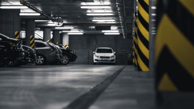 Car white parking 4k wallpaper