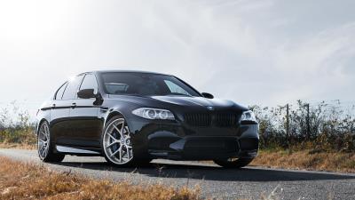 F10 m5 black bmw front view 4k wallpaper