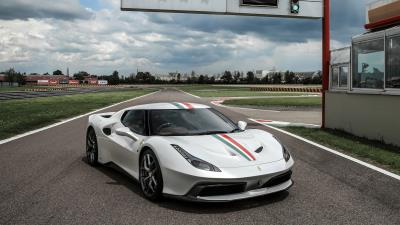 Ferrari 458 mm speciale white side view 4k wallpaper