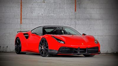 Ferrari 488 gtb red side view 4k wallpaper