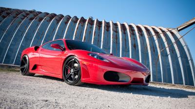 Ferrari f430 red side view 4k wallpaper