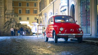 Fiat 500px red front view 4k wallpaper