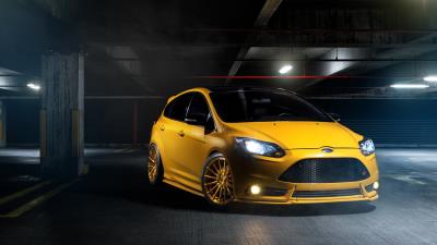 Focus ford front view yellow cars 4k wallpaper