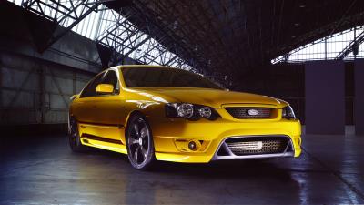 Ford falcon fpv f6 yellow side view 4k wallpaper