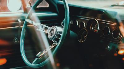 Ford mustang sports car steering wheel 4k wallpaper