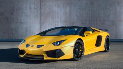 Hamann lamborghini aventador roadster lb834 yellow side view 4k wallpaper