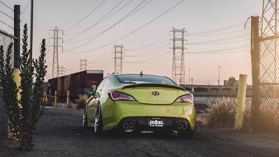 Hyundai genesis stance tuning rear view 4k wallpaper