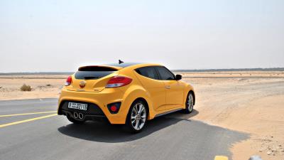 Hyundai veloster yellow side view 4k wallpaper