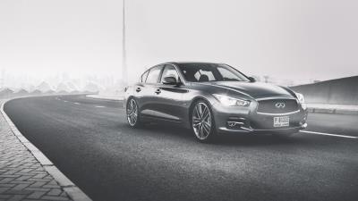 Infiniti q50 side view bw 4k wallpaper