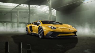 Lamborghini aventador yellow side view 4k wallpaper