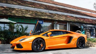 Lamborghini lp 700 4 orange cars side vie 4k wallpaper