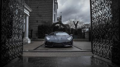 Mansory lamborghini aventador black gate front view 4k wallpaper