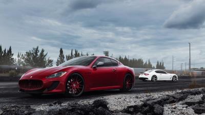 Maserati granturismo mc red side view 4k wallpaper