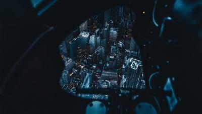 Aerial view night city feet 4k wallpaper