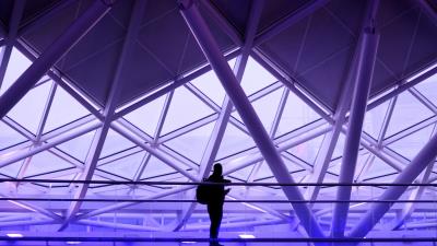 Architecture purple minimalism 4k wallpaper