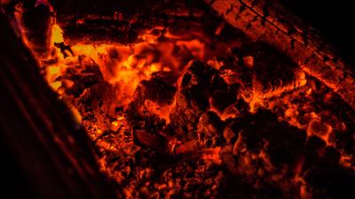 Bonfire ash fire coals smoldering 4k wallpaper