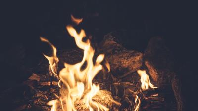 Bonfire flame fire dark 4k wallpaper