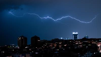 City lightning night 4k wallpaper