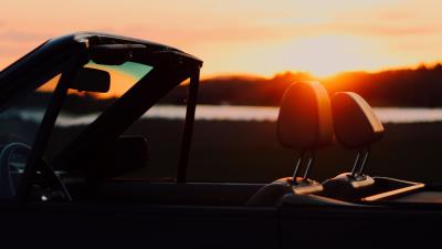 Convertible sunset car 4k wallpaper