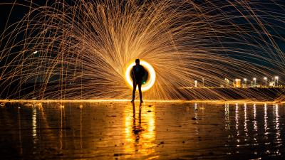 Freezelight man silhouette 4k wallpaper