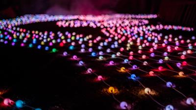 Garlands colorful bulbs 4k wallpaper