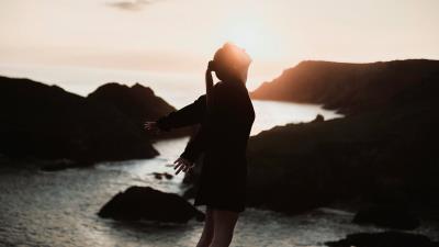 Girl sunset dark 4k wallpaper