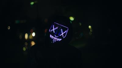 Man mask neon 4k wallpaper