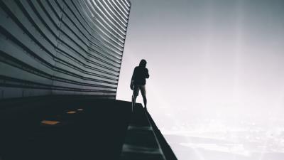 Man roof height 4k wallpaper