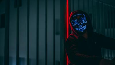 Mask hood neon 4k wallpaper