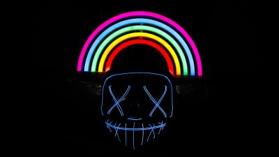 Mask rainbow neon 4k wallpaper