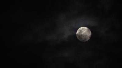 Moon clouds night image 4k wallpaper