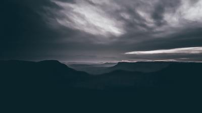 Mountains clouds dark national park blue mountains australia 4k wallpaper