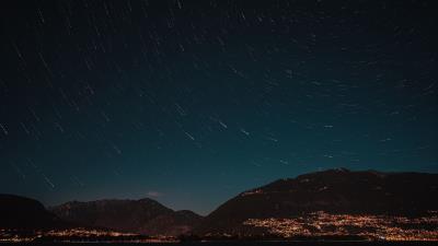 Mountains starry sky stars 4k wallpaper