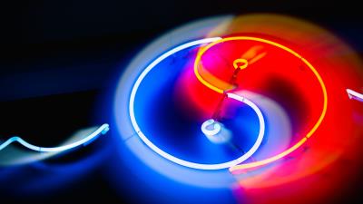 Neon yin and yang backlight 4k wallpaper