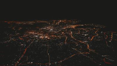 Night city lights aerial view 4k wallpaper
