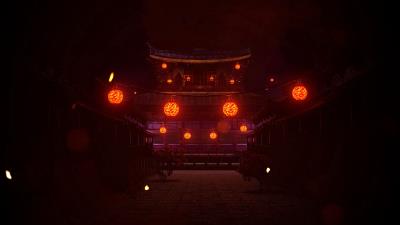 Pagoda lanterns glow 4k wallpaper