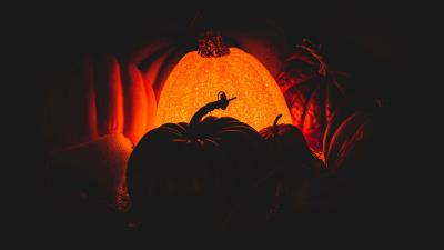 Pumpkin glow dark 4k wallpaper
