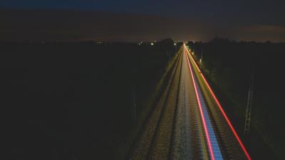 Railway lights long exposure 4k wallpaper