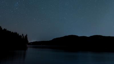 River shore starry sky 4k wallpaper