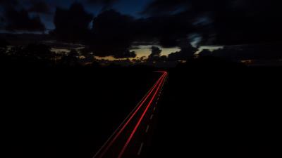 Road night turn sky 4k wallpaper