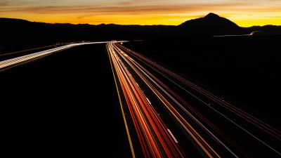 Road turn backlight picture 4k wallpaper