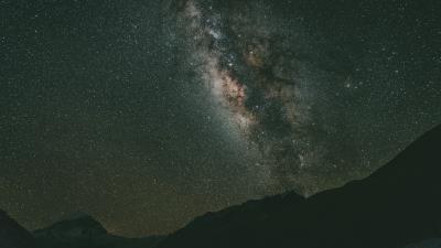 Rocks nebula starry sky 4k wallpaper