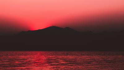 Sea sunset dark 4k wallpaper