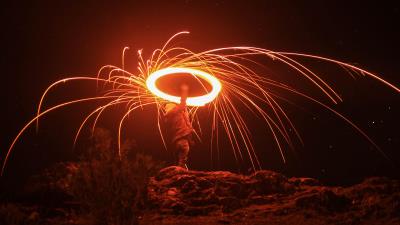 Silhouette light sparks 4k wallpaper