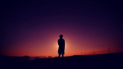 Silhouette sky night 4k wallpaper