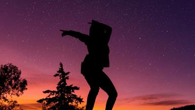 Silhouette starry sky dark 4k wallpaper