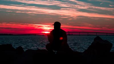 Silhouette sunset night 4k wallpaper